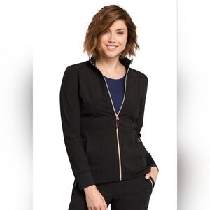 Cherokee Scrubs Set Statement Zip Front Jacket and Pants in Black Women's XXS